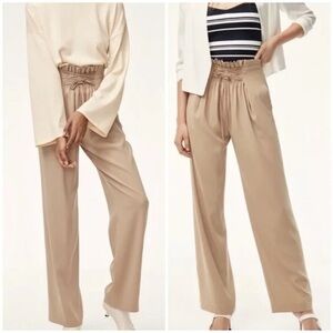 Aritzia Babaton Lebna High Waisted Wide Leg Lace Up Pants